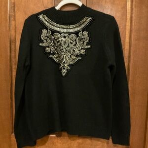 Worthington Elegant Black Sweater with Gold Embroidery